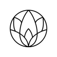 Simple flower lotus round line logo aesthetics vector