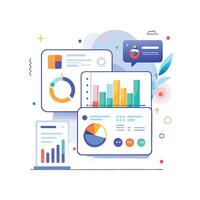 Data Analysis Comparison Interface on White Background vector
