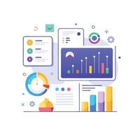 Data Insights Dashboard with Comparison Features on White vector