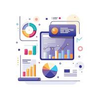 Data Comparison Insights Dashboard on White vector