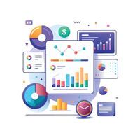 Visual Data Comparison and Insights UI on Plain White vector