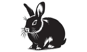 Black and white illustration of a rabbit vector