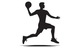 Silhouette of a man running with a ball vector
