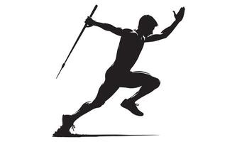 A silhouette of a man running with a pole vector