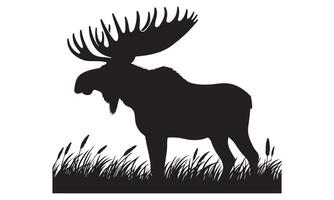 Moose silhouette in the grass vector