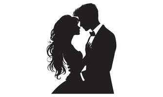 Silhouette of a man and woman in formal attire vector