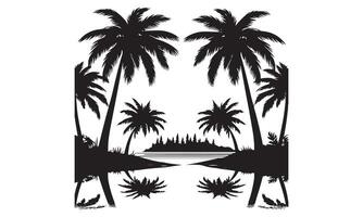 Palm trees and a lake in the background vector