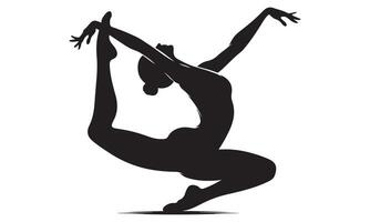 Silhouette of a woman doing a split in the air vector