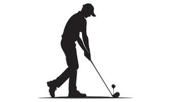 Silhouette of a man playing golf on a white background vector