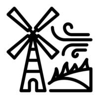Windmill line icons. Wind turbine line icons vector