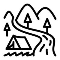 Campsite line icon. Campground line icon. camp, outline, recreation, hiking, location, trekking, survival, peak, relaxation, graphic vector