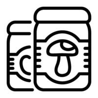Mushroom Pickled Jars Line Icons vector