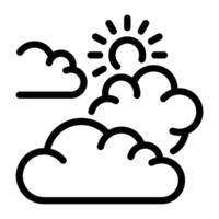 cloud and sun line icon. cloudy weather line icon vector