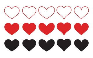 Red heart icon set vector