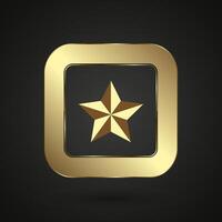 A gold star emblem enclosed in a rounded square frame, which gives it a luxurious and premium appearance. A Luxury and Premium star button, banner illustration vector