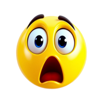 A yellow emoticion with a surprised expression png