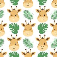 Muzzle of giraffe hand drawn background vector