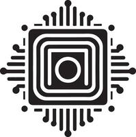 Cpu microprocessor icon monochrome silhouette vector