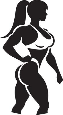 Bodybuilder female silhouette isolated on white Image