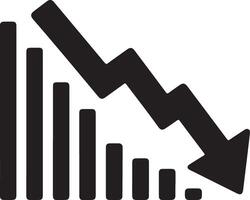 Growth down Graph Chart Silhouette Icon Logo Illustration vector