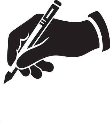 Silhouette hand holding pen