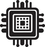 Cpu Icon Computers Processor Chip Silhouette Stock vector