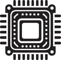 Cpu silhouette icon or processor vector