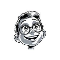 A cartoon of a boy with glasses on vector