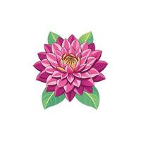 A pink flower with green leaves on it vector