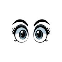 A cartoon eye with black eyelashes and long lashes vector