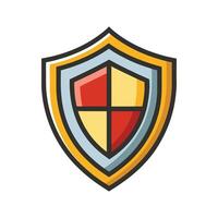 A shield with a red, yellow and blue color scheme vector