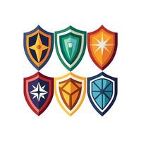 Shields and stars set of icons vector
