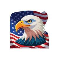 An american bald eagle head with an american flag background vector