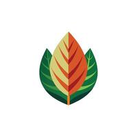 A leaf logo with a green and orange color vector