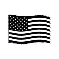 An american flag is shown in black and white vector
