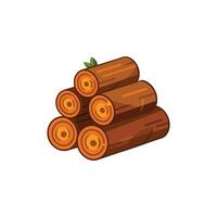 Logs stacked on top of each other, with leaves on top vector