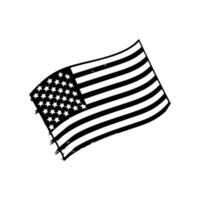 An american flag is shown in black and white vector