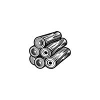 Logs icon in black and white on a white background vector