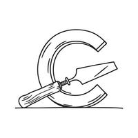 Illustration of a chisel beside letter C vector