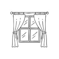 A curtain swaying by an open window vector