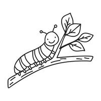 A caterpillar on a leaf in a branch vector
