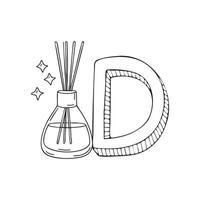 Illustration of a diffuser with letter D beside vector