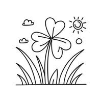 A clover in green grass on a sunny day vector