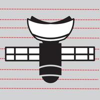 isolated gray line satellite icon, communications satellite icon vector