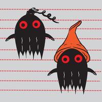 boo hellowen cartoon illustration, icon of boo hellowen wearing a hat vector