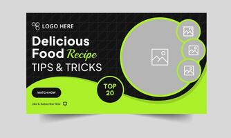 Delicious food recipe techniques cover banner template design, restaurant food recipe tips and tricks thumbnail banner design, fully editable eps 10 file format vector