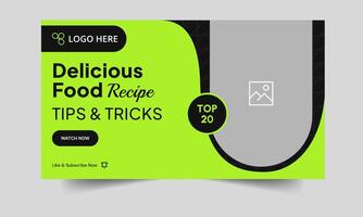 Editable food recipe techniques thumbnail banner design, delicious food recipe tips and tricks thumbnail banner design, fully editable eps 10 file format vector