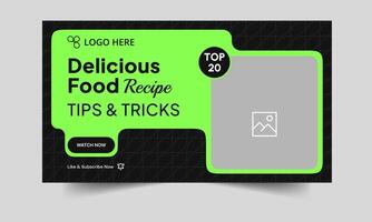 Daily delicious food recipe tips and tricks cover banner design, food recipe techniques thumbnail banner template design, fully editable eps 10 file format vector