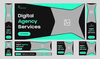 Best digital agency web set banner design for social media post, startup agency business web bundle banner design, editable eps 10 file format vector