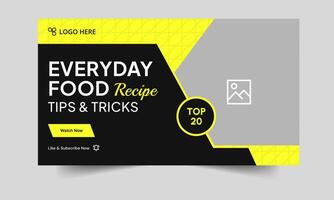 Everyday food recipe tips and tricks cover banner template design, food recipe techniques thumbnail banner template, fully customizable eps 10 file format vector